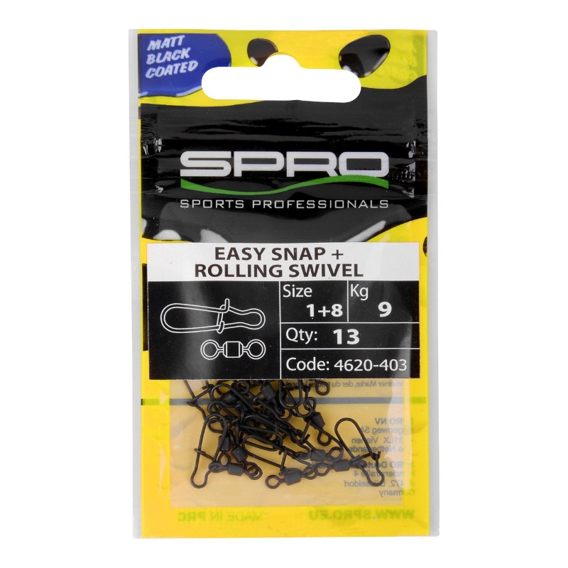 SPRO Matte Black Easy Snap + Rolling Swivel – afbeelding 2